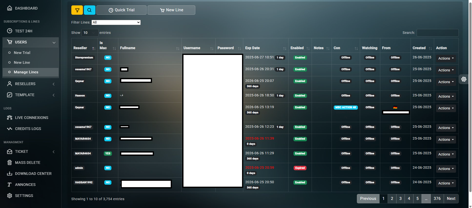 XMPANEL Dashboard Interface - OTT Reseller Panel