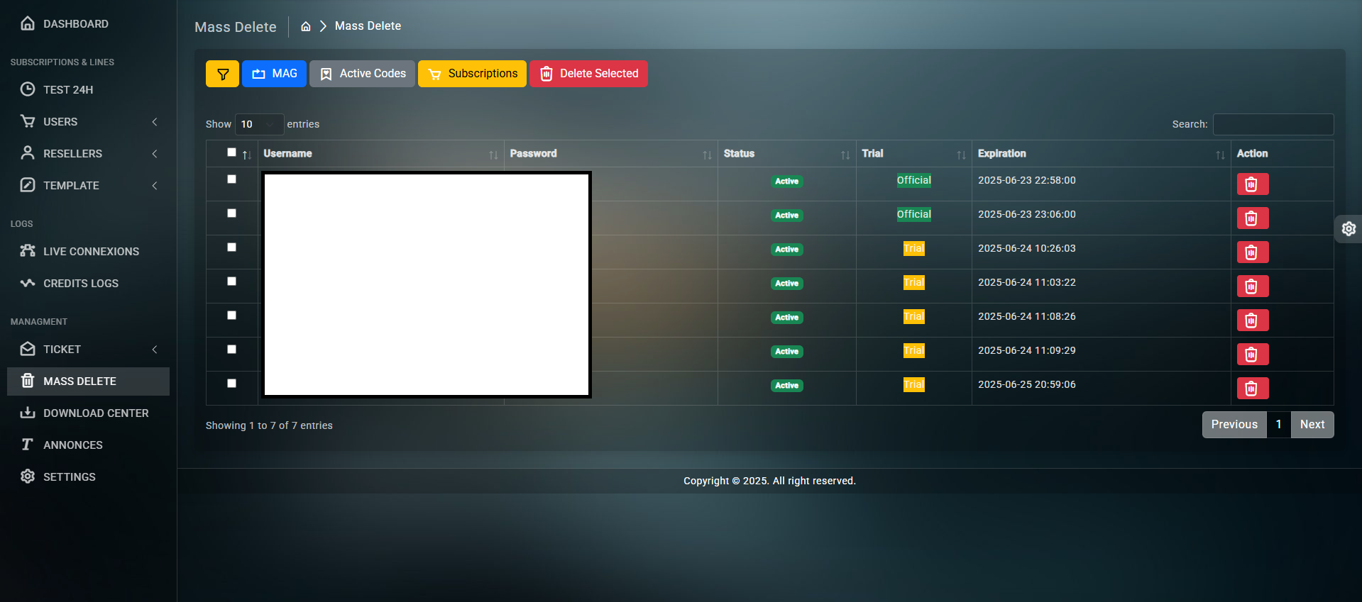XMPANEL Dashboard Interface - OTT Reseller Panel