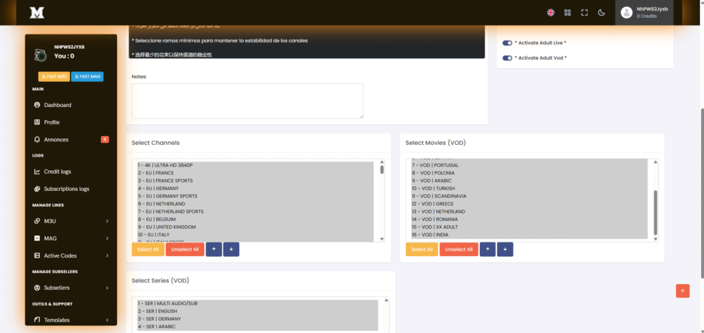 xupanel OTT reseller panel