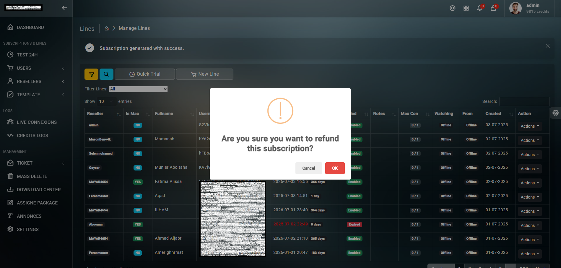 XMPANEL Dashboard Interface - OTT Reseller Panel